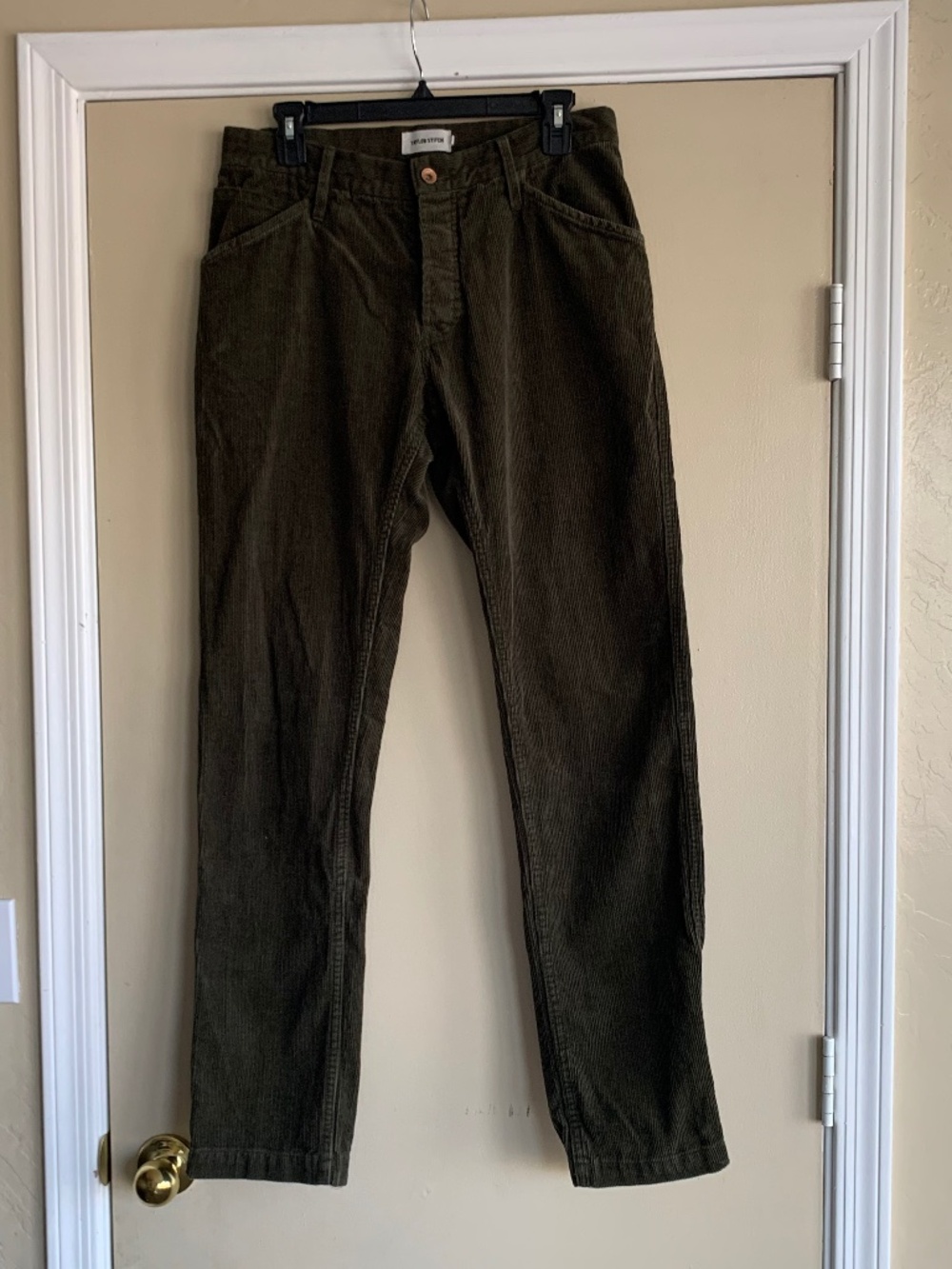 Taylor Stitch Olive Green Corduroy Pants 31 Button Fly City Preppy Academia